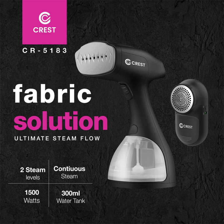 Crest Fabric Solution Handheld Steamer with Lint Remover – CR-5183 مكواة بخار محمولة كريست مع مزيل وبر