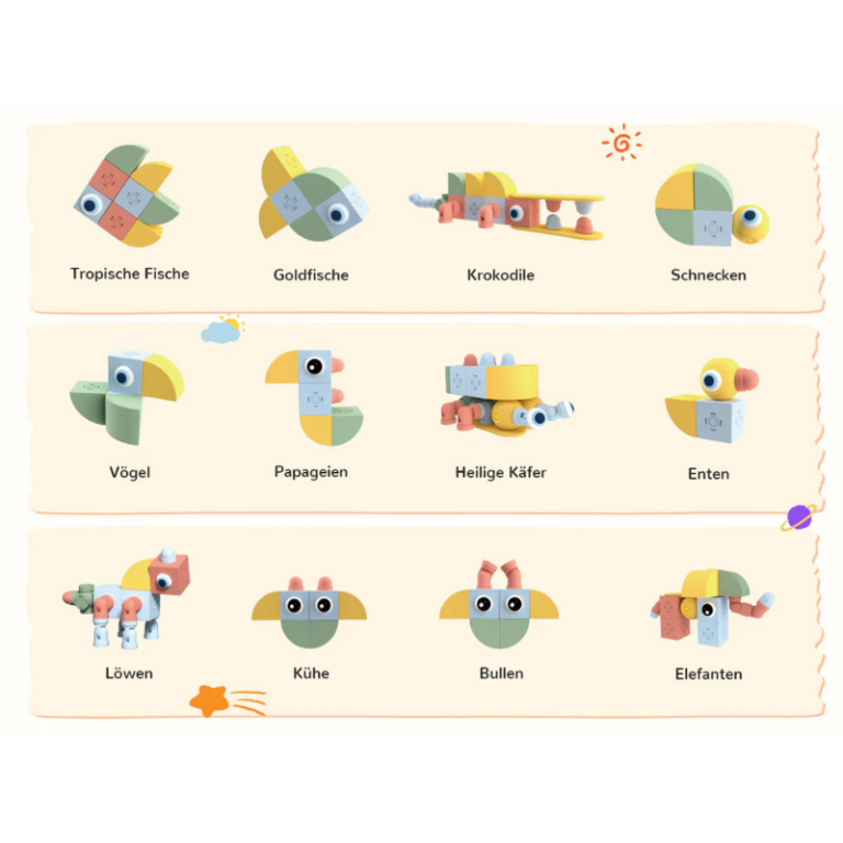 Magnetic Building Blocks – Creative Animal Zoo Set (32 PCS) مكعبات مغناطيسية للأطفال – عالم الحيوانات الإبداعي 32 قطعة