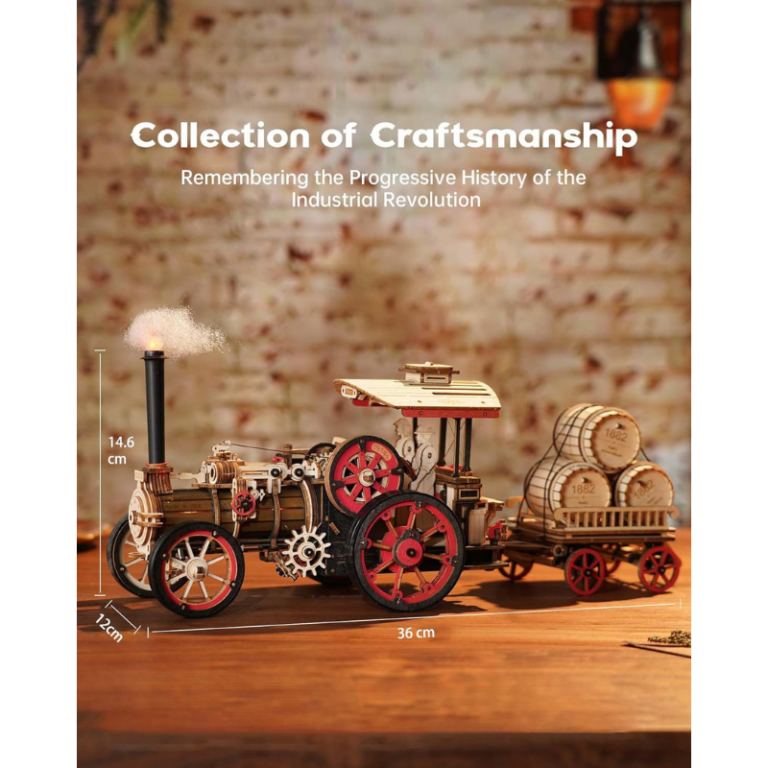 ROKR Steam Locomotive 3D Wooden Puzzle – Mechanical Model Kit (LKA01) مجسم القطار البخاري الخشبي المتحرك – بازل ثلاثي الأبعاد ميكانيكي (469 قطعة)