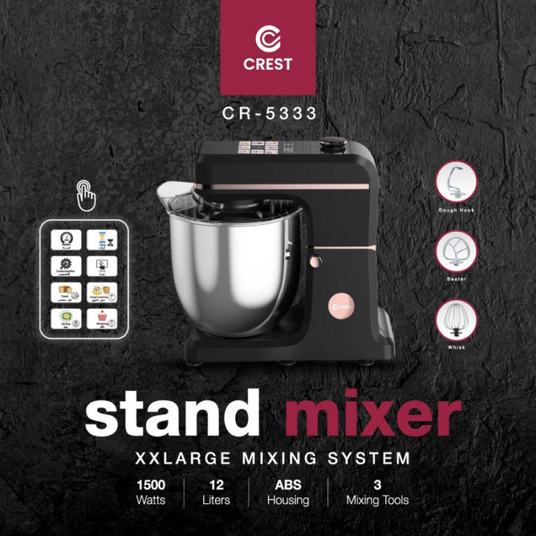CREST Digital Touch Screen Stand Mixer 12L – 1500W | CR-5333 خلاط كهربائي ثابت كريست مع شاشة لمس رقمية 12 لتر