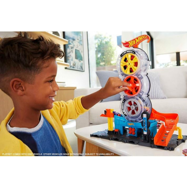 Hot Wheels City Super Twist Tire Shop Playset هوت ويلز سيتي – ورشة الإطارات الدوّارة