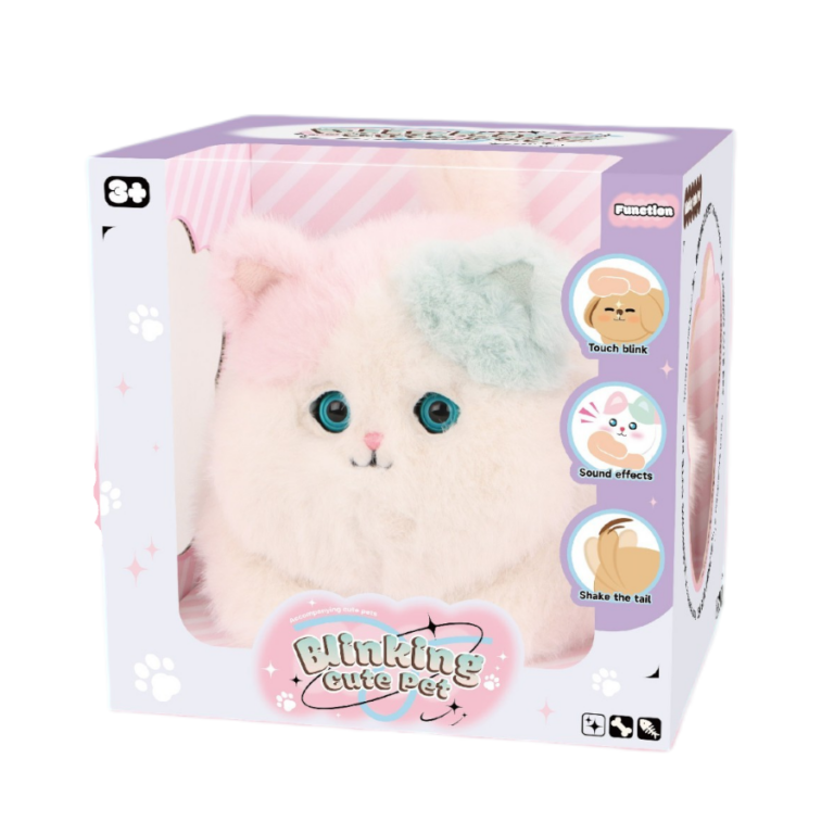 Interactive Blinking Plush Cat Toy with Sound Effects قطة لعبة تفاعلية لطيفة ترمش وتصدر أصوات للأطفال