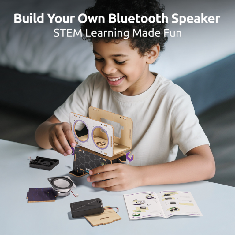 DIY Bluetooth Speaker Robot – STEM Science Kit for Kids روبوت مكبر صوت بلوتوث تعليمي – مجموعة تركيب STEM للأطفال