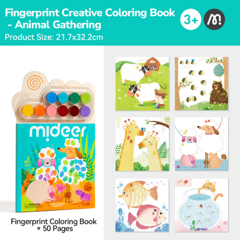 Mideer Creative Finger Paint Kit – Animal Party MD3414 ميدير مجموعة الرسم بالبصمات الإبداعية – حفلة الحيوانات