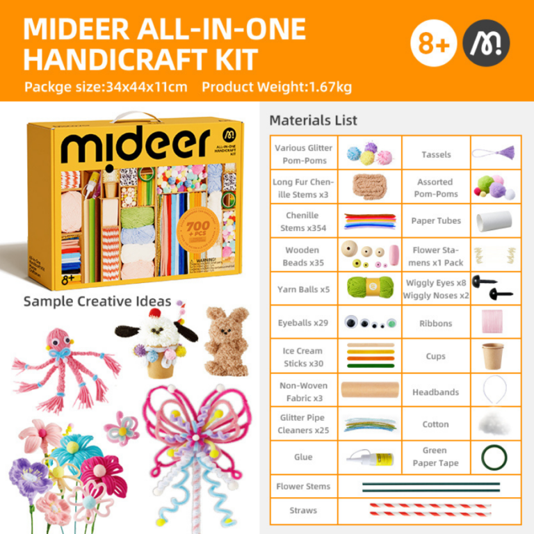 Mideer All-in-One Handicraft Kit – Creative Craft Supply Box (Craft Master) MD3392 مجموعة الحرف اليدوية المتكاملة للأطفال – أكثر من 700 قطعة
