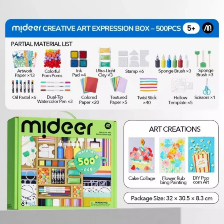 Mideer Creative Art Expression Box MD4316 صندوق الإبداع الفني الشامل للأطفال – أكثر من 500 قطعة