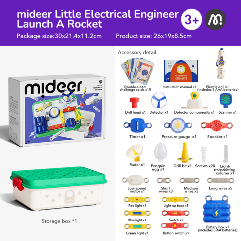 mideer Little Electrical Engineer – Launch A Rocket MD3402 مجموعة المهندس الكهربائي الصغير – تجربة الدوائر الكهربائية للأطفال