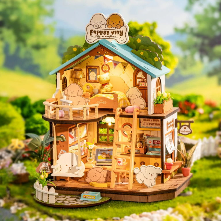 Rolife Puppy's Cozy Villa DIY Miniature House مجسم فيلا الجرو الدافئة ثلاثي الأبعاد – DIY للكبار