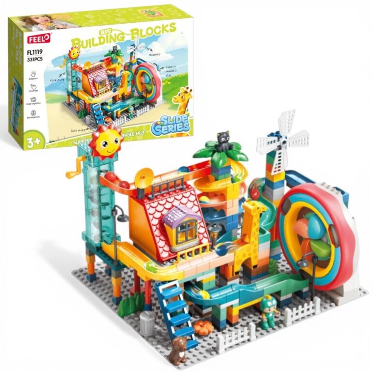 Marble Run Jungle Slide Building Set – Interactive Ball Track (330PCS) مسار الكرات التفاعلي – مغامرة المنزلقات التعليمية (330 قطعة)