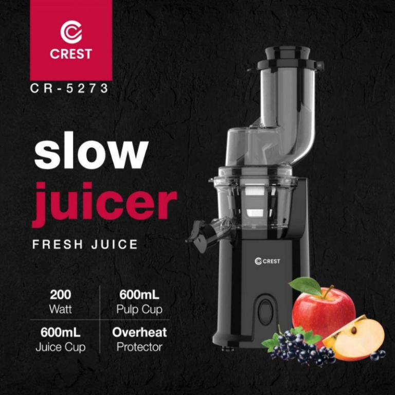 Crest Slow Juicer CR-5273 Cold Press Juicer for Fruits & Vegetables عصارة بطيئة كريست عصارة فواكه وخضار