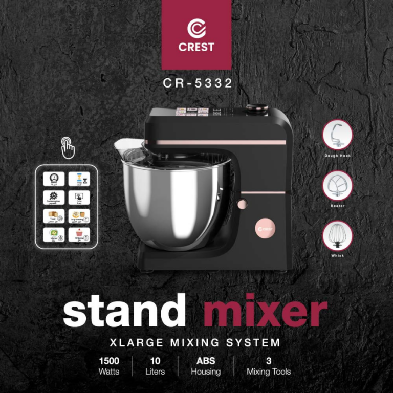 CREST Digital Touch Screen Stand Mixer 10L – 1500W | CR-5332 خلاط كهربائي ثابت كريست مع شاشة لمس رقمية 10 لتر