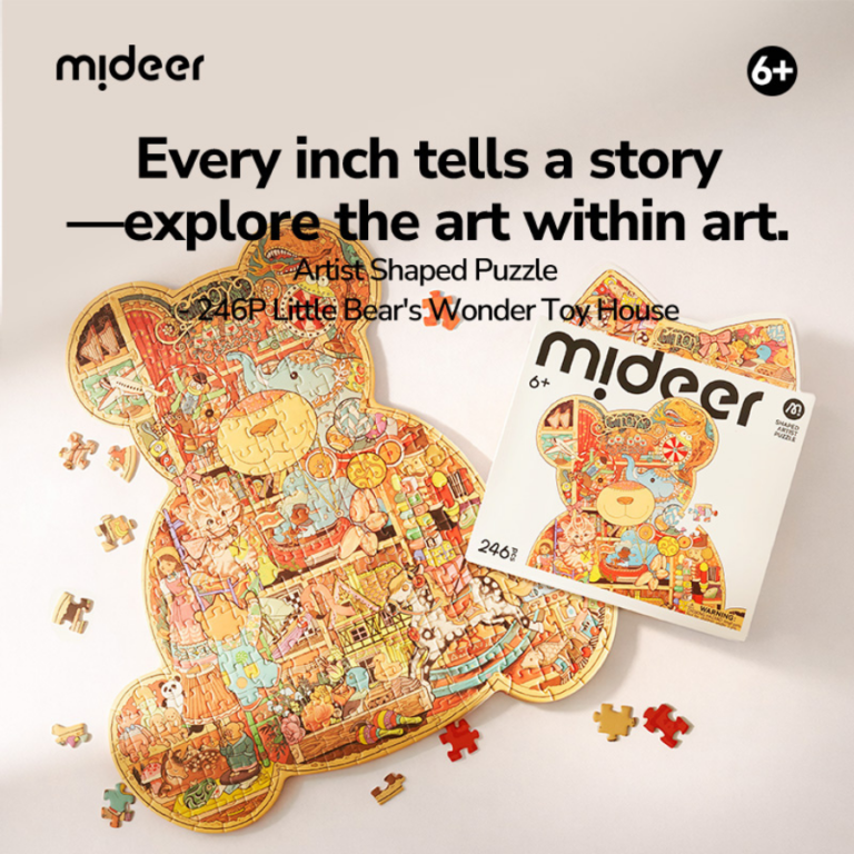 Mideer Artistic Teddy Bear Shaped Puzzle – 246 Pieces MD1729 ميدير – بازل فني على شكل دب