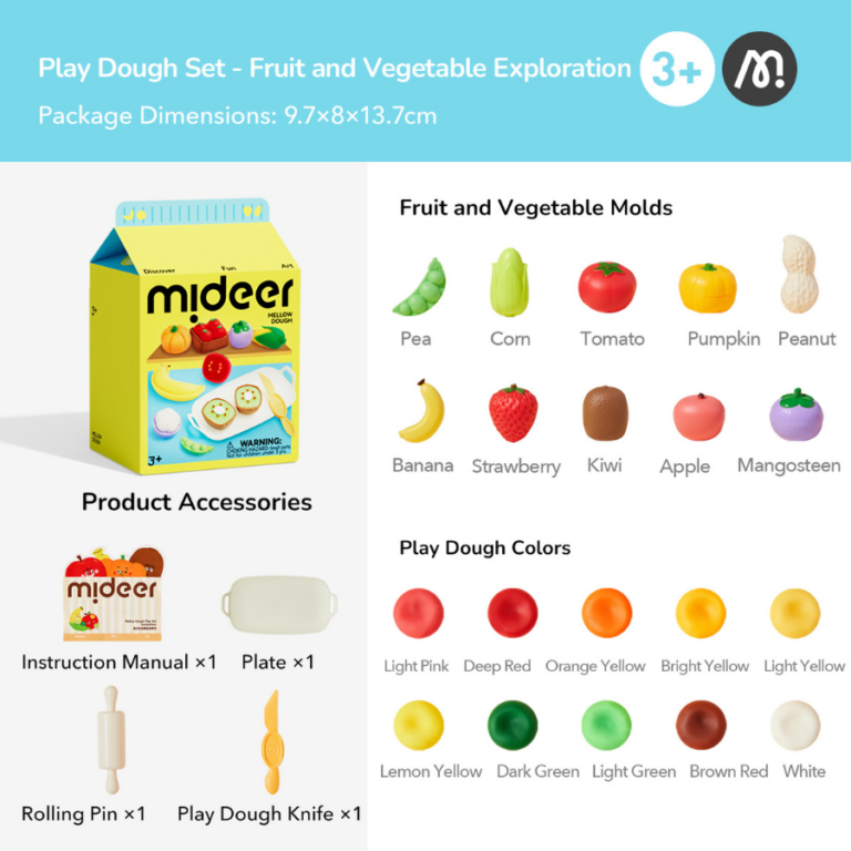 Mideer Modeling Clay Set – Fruits & Vegetables MD2365 ميدير – مجموعة معجون اللعب الفواكه والخضروات