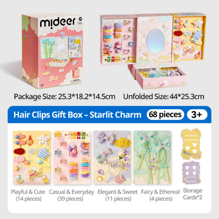 Mideer Hair Clip Set – 68 Pieces MD1697 ميدير – مجموعة إكسسوارات الشعر للأطفال – 68 قطعة