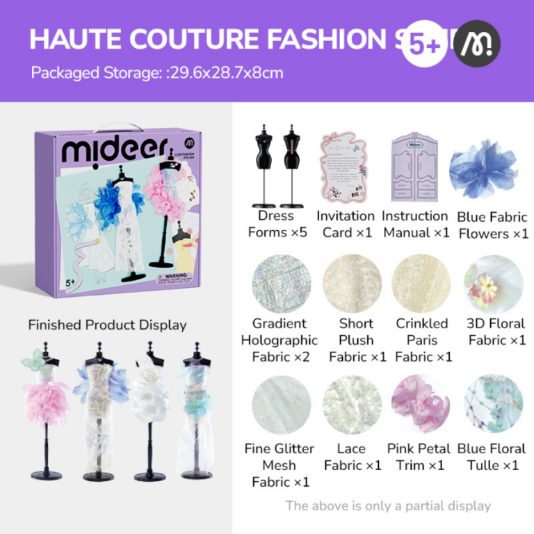 Mideer DIY Luxe Fashion Atelier Craft Kit – Multicolor MD4321 ميدير – مشغل الأزياء الفاخر DIY لتصميم الملابس