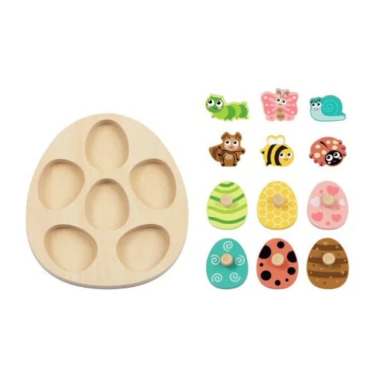 TOOKY TOY Wooden Insects Egg Matching Puzzle – 13 Pieces – HP144 لغز البيض الخشبي للحشرات – 13 قطعة