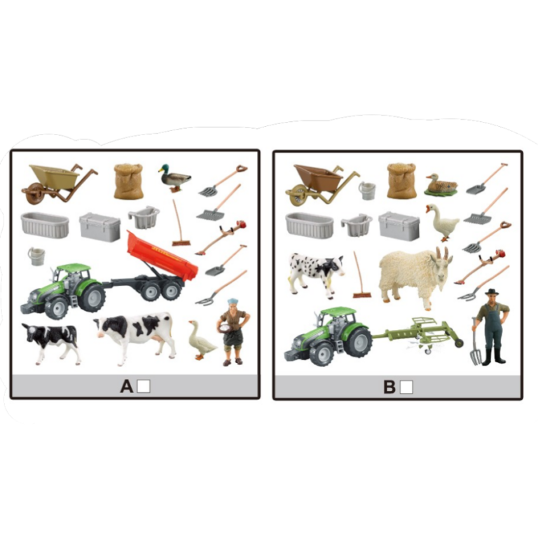 Farm Animals Playset with Tractor, Barn & Animals – Set A or Set B AN3 مجموعة مزرعة الحيوانات الكبيرة مع تراكتور وحظيرة – خيار المجموعة A أو B