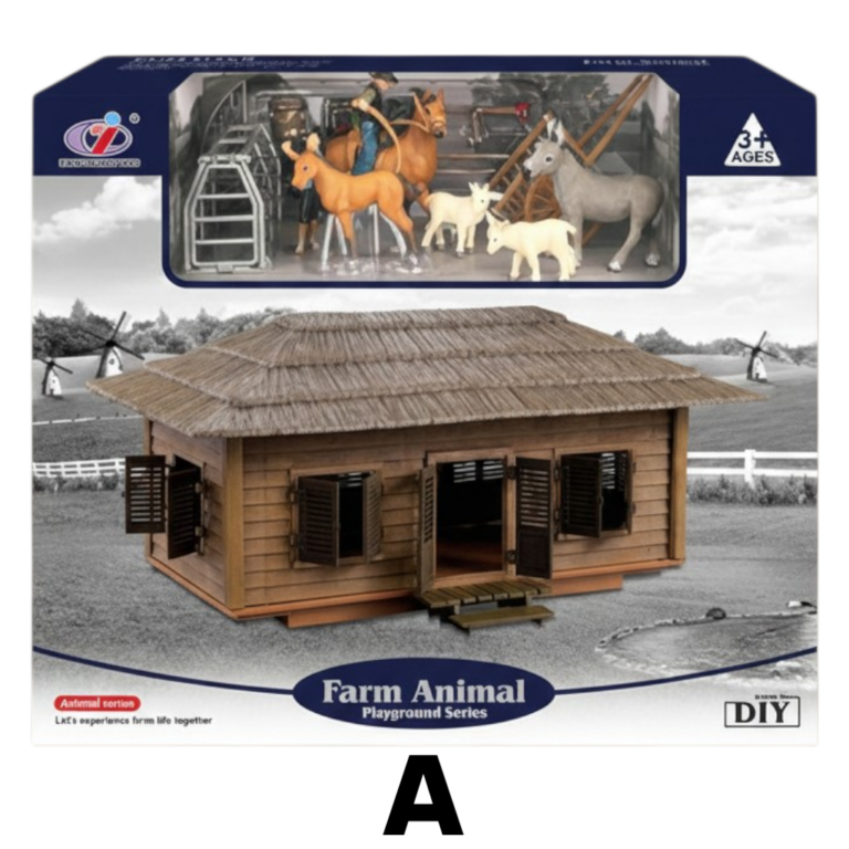 Farm Animal House Playset with Animals & Accessories – Set A or B AN1بيت المزرعة مع حيوانات المزرعة – لعبة مزرعة تعليمية للأطفال (A / B)
