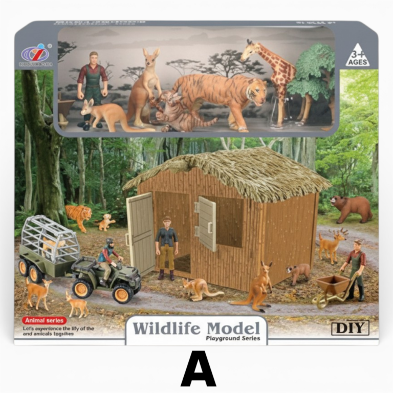Wildlife Animal House Playset with Transport Vehicle – Set A or B AN5 بيت الحيوانات البرية مع سيارة نقل الحيوانات – مجموعة Wildlife للأطفال