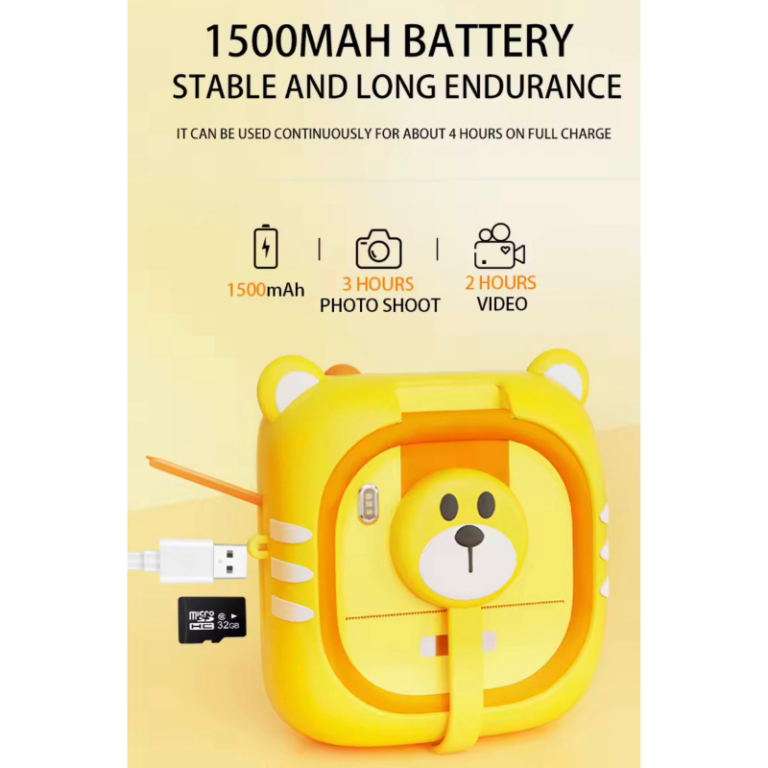 Kids Instant Print Camera – Cute Bear Edition كاميرا الأطفال الفورية بطباعة الصور – تصميم الدب الكيوت