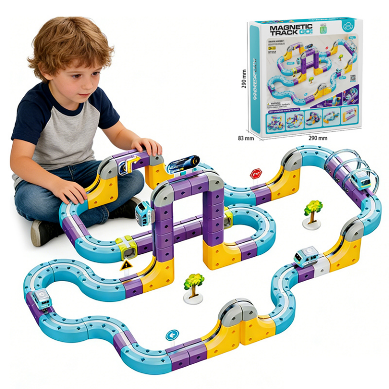 Magnetic Track Go STEM Train Set – Multiple Sizes مسار القطار المغناطيسي الذكي – لعبة STEM ثلاثية الأبعاد 114 قطعة127 قطعة
