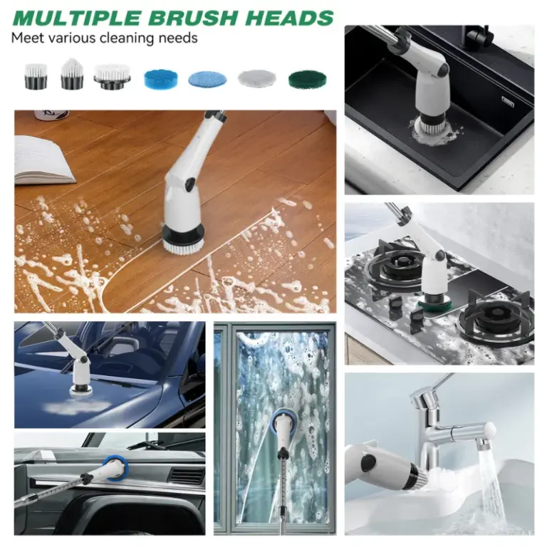 Smart Electric Spin Scrubber 7-in-1 – Cordless Adjustable Cleaning Brush فرشاة تنظيف كهربائية ذكية متعددة الرؤوس 7 في 1 – لاسلكية وقابلة للتمديد
