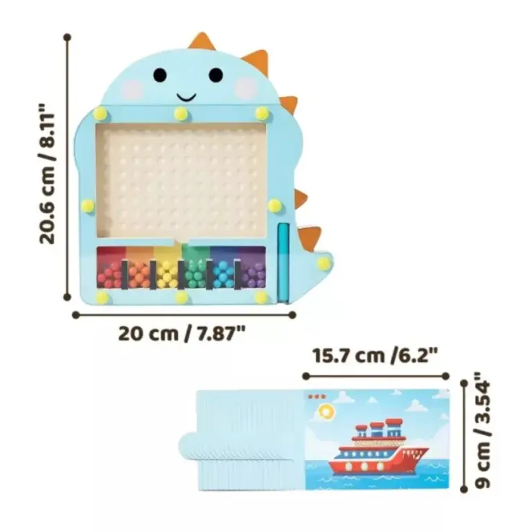 TOOKY TOY Dinosaur Magnetic Bead Drawing Board – HP100 لوحة الرسم المغناطيسية بالخرز الديناصورات