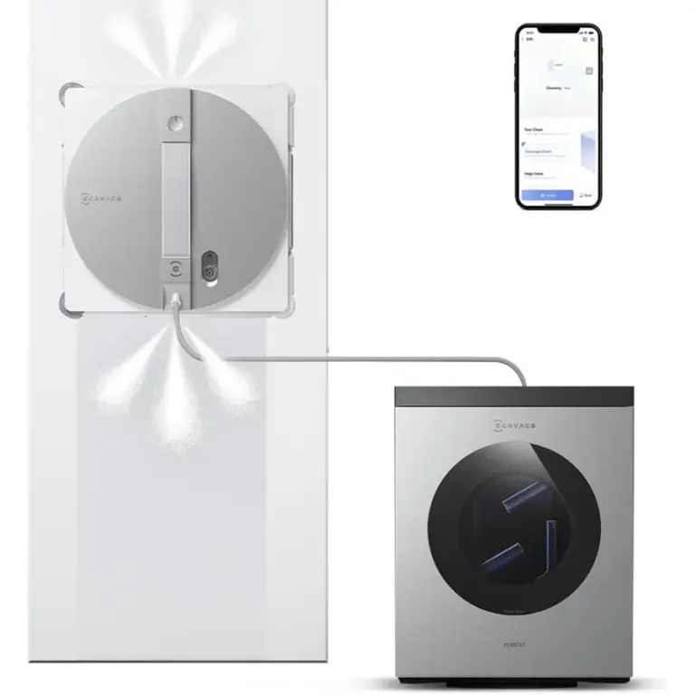 ECOVACS WINBOT W3 OMNI Smart Robotic Window Cleaner with Automatic Cleaning Station روبوت تنظيف النوافذ الذكي ايكوفاكس مع محطة التنظيف الذاتية
