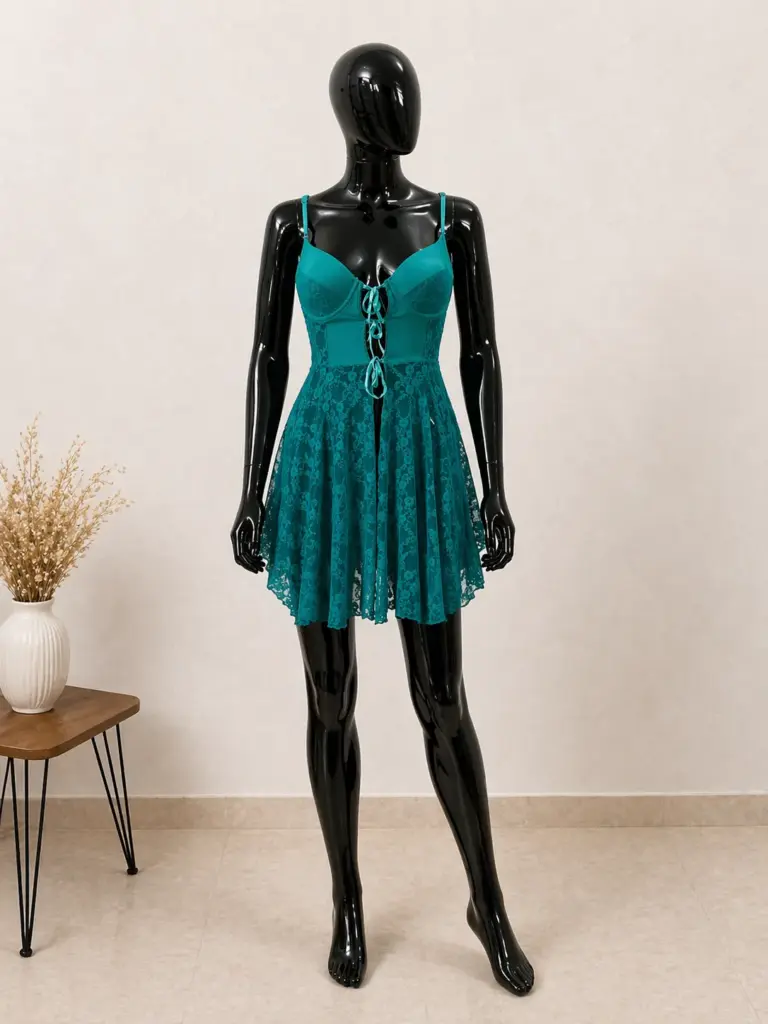 فستان "Emerald Lace Elegance"