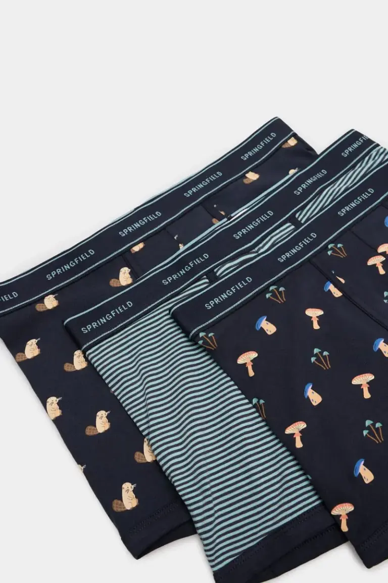 Pack of 3 boxers with mushroom and beaver print