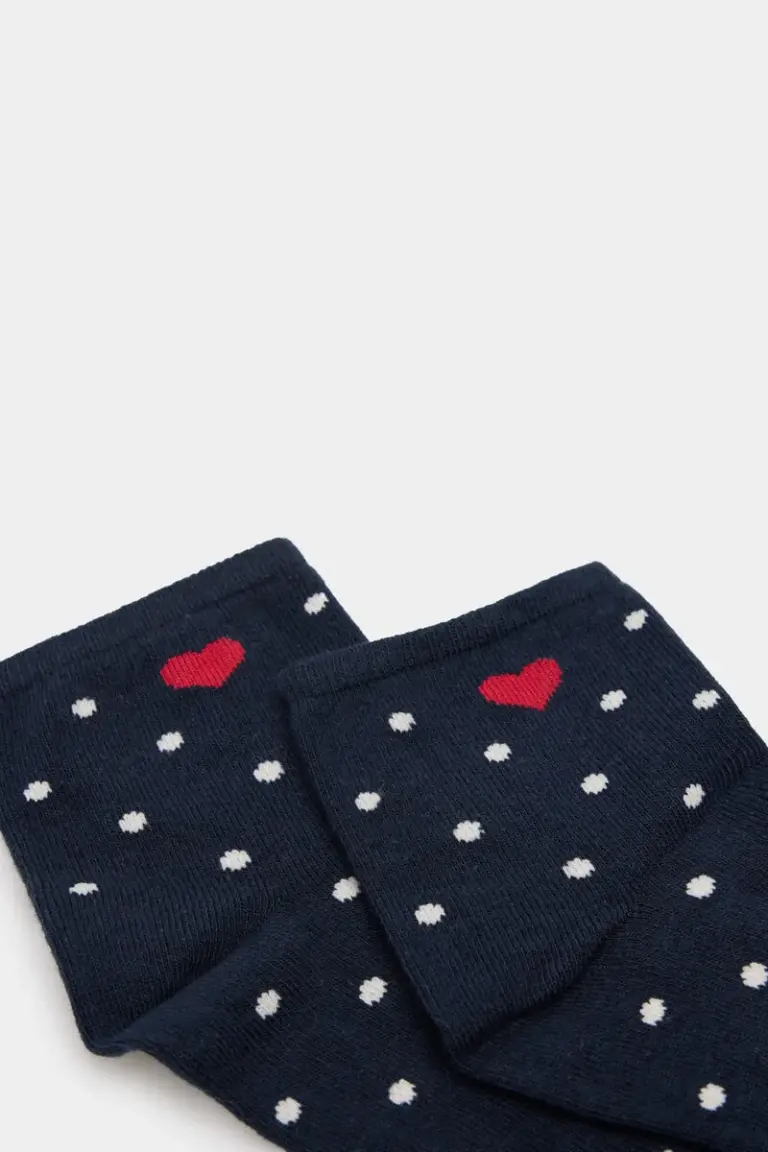 Short sock with polka dots and heart