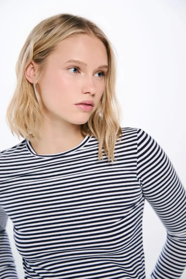 Lurex striped fitted t-shirt