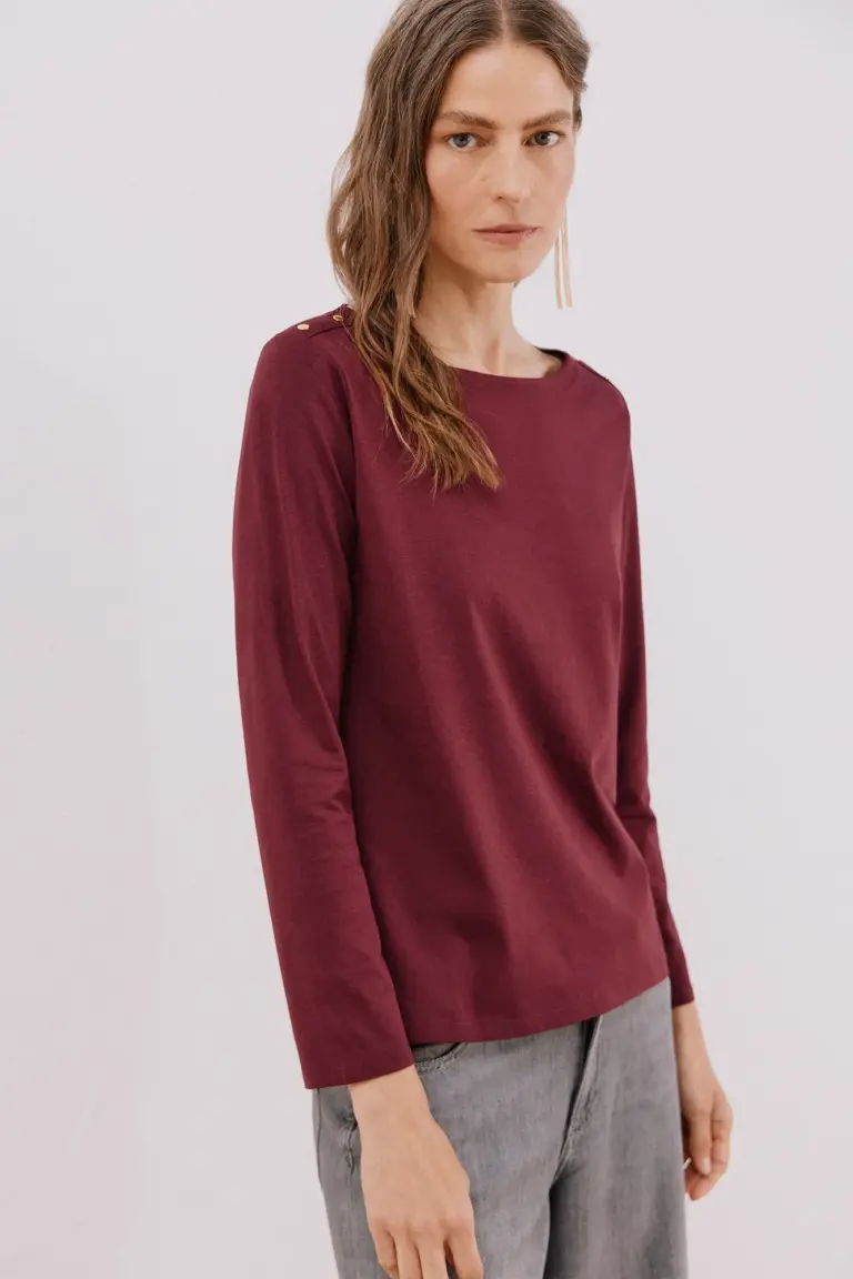 Boat neck T-shirt with buttons | Women's T-shirts and polo shirts