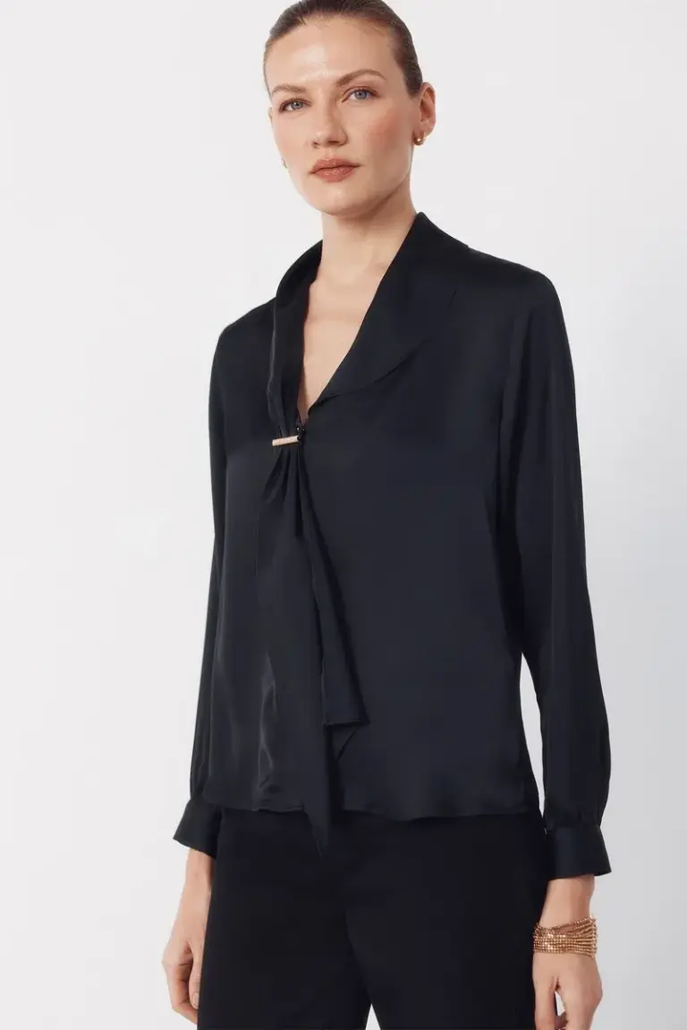 Satin blouse with bow