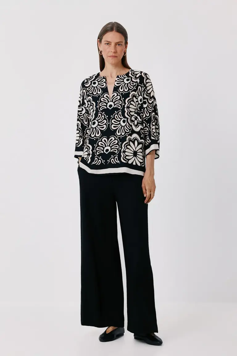 Printed loose tunic blouse