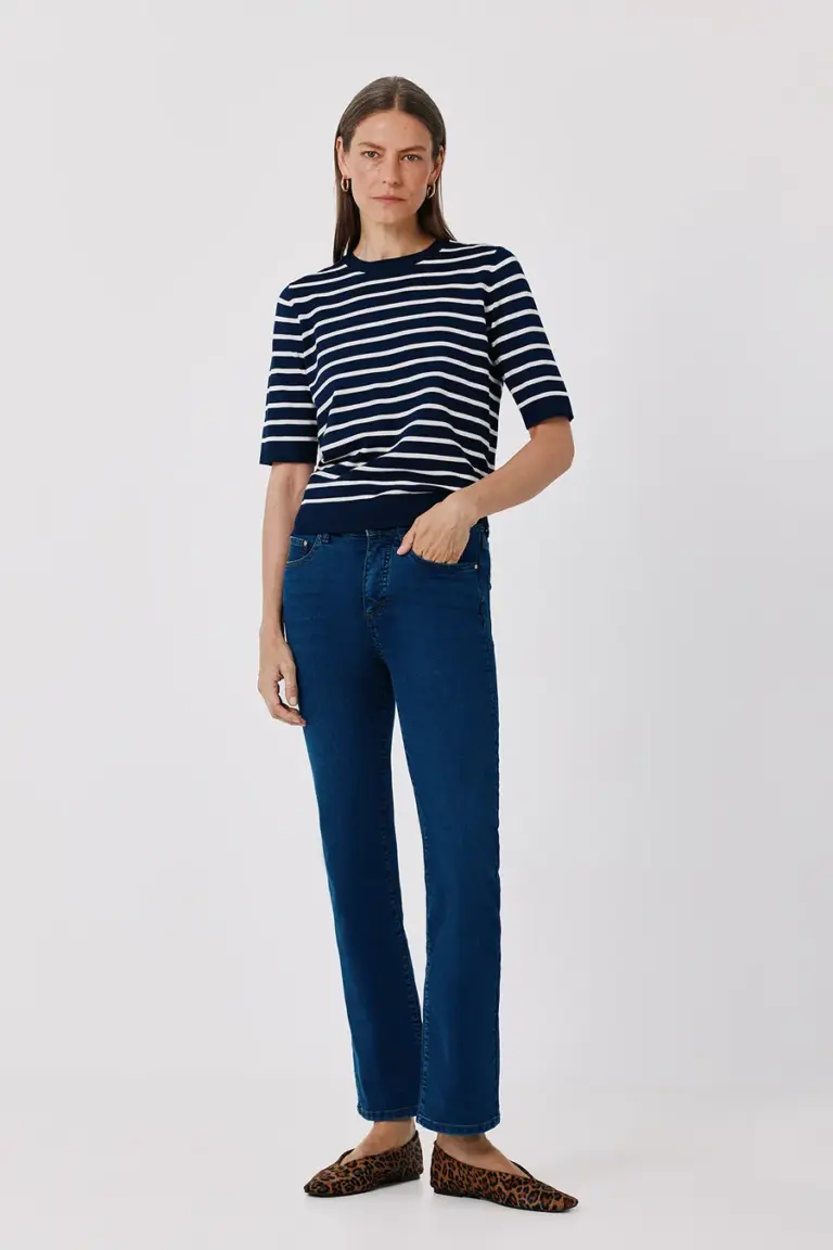 Striped short-sleeve jumper